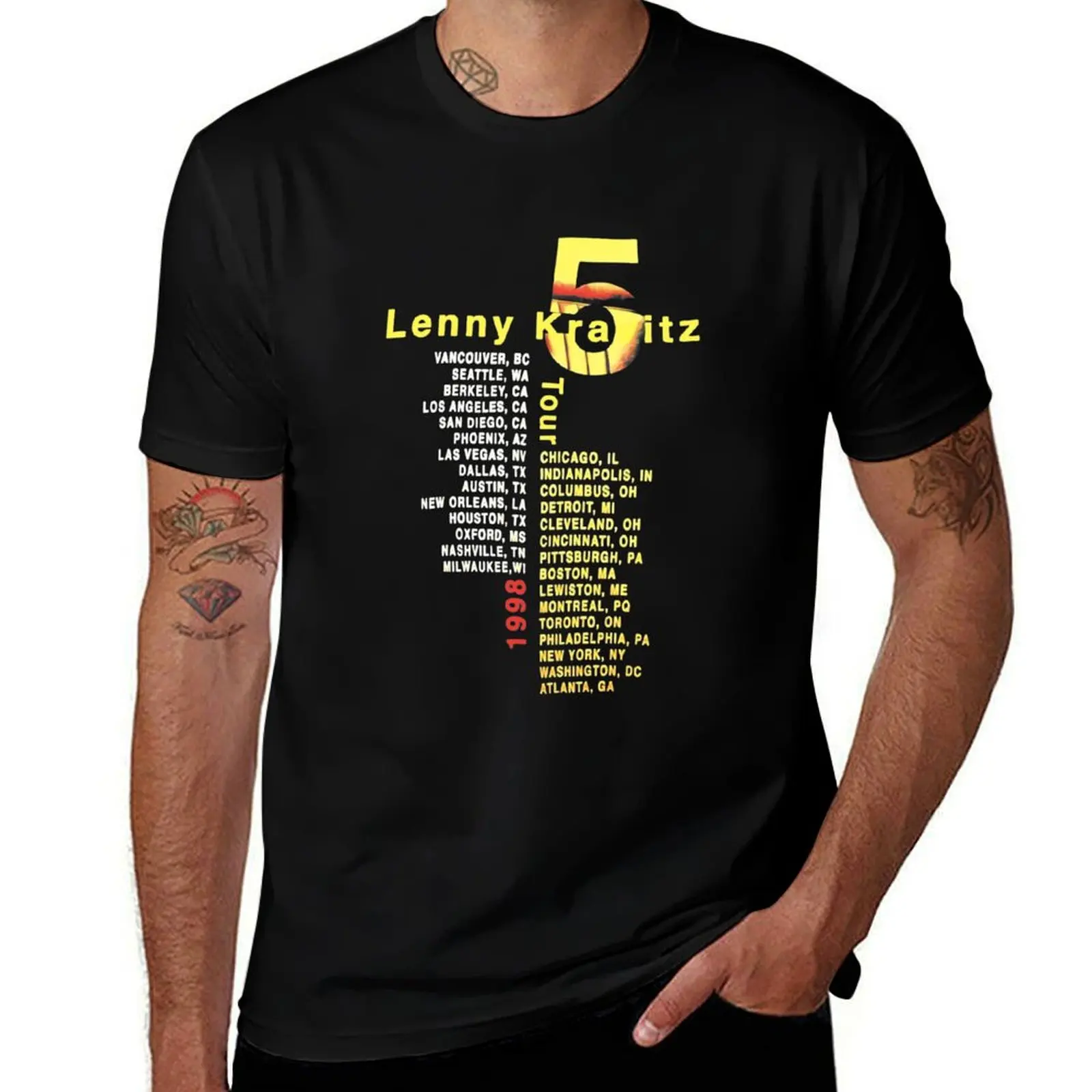 

1998 Lenny Kravitz Vintage Fly Away Era 5 T-Shirt oversized t shirt cute tops Men's t shirts
