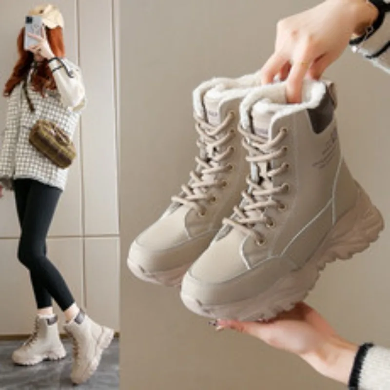 

Womens Autumn Winter New Style Outdoor Snow Boots Fleece Lined Warm Casual Cotton Shoes Comfortable Daily Footwear Use