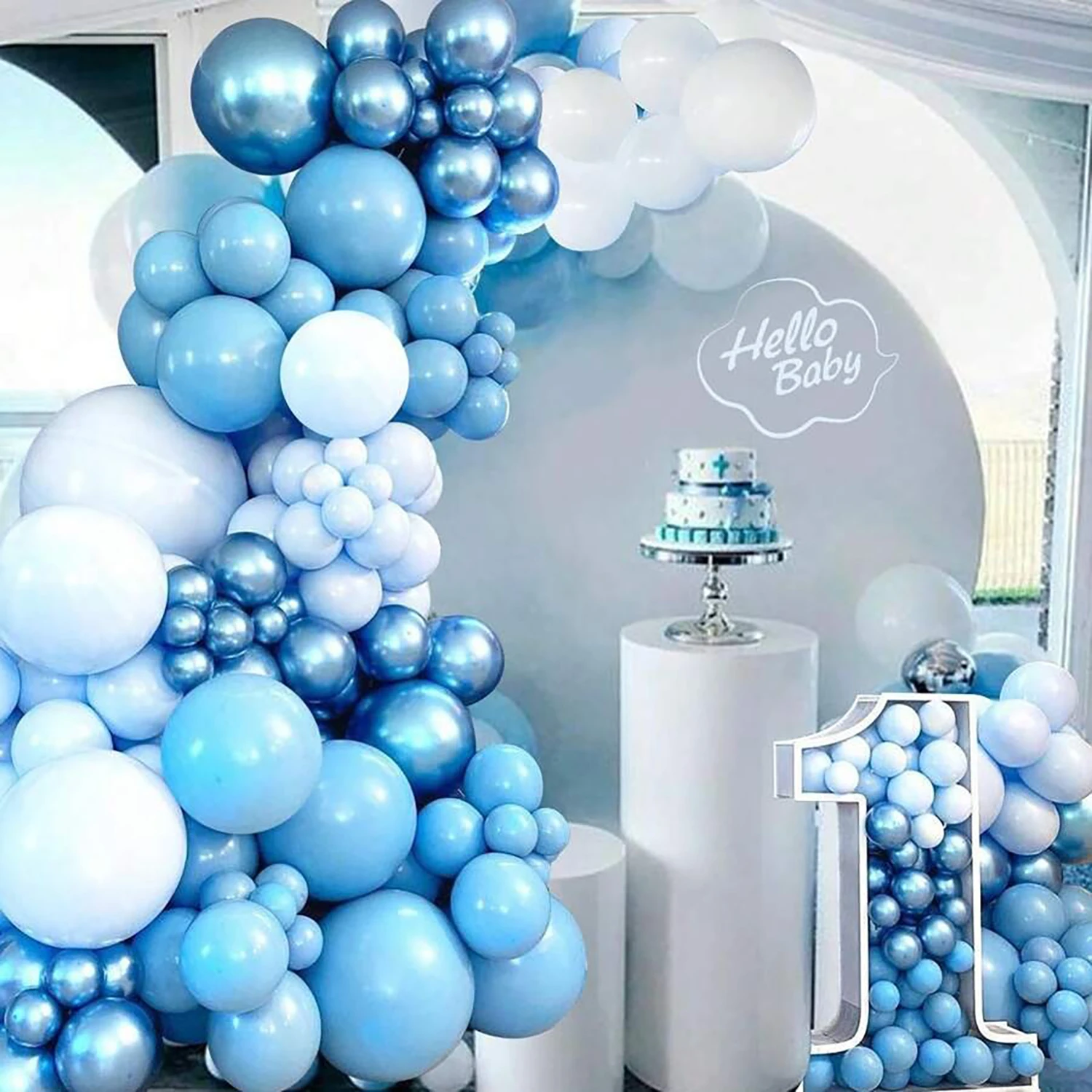 64/132-teiliges Set mit blauen Latexballons für einen Ballonkranz, geeignet für Hochzeiten, Geburtstage und beliebte Partys.