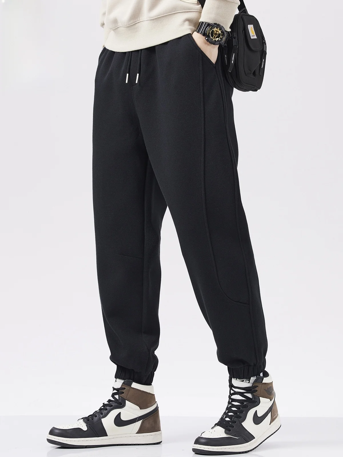 

Мужские повседневные теплые спортивные брюки: новая весенняя коллекция, модные свободные брюки с манжетами, мужская одежда из полиэстера, устойчивая к сминанию