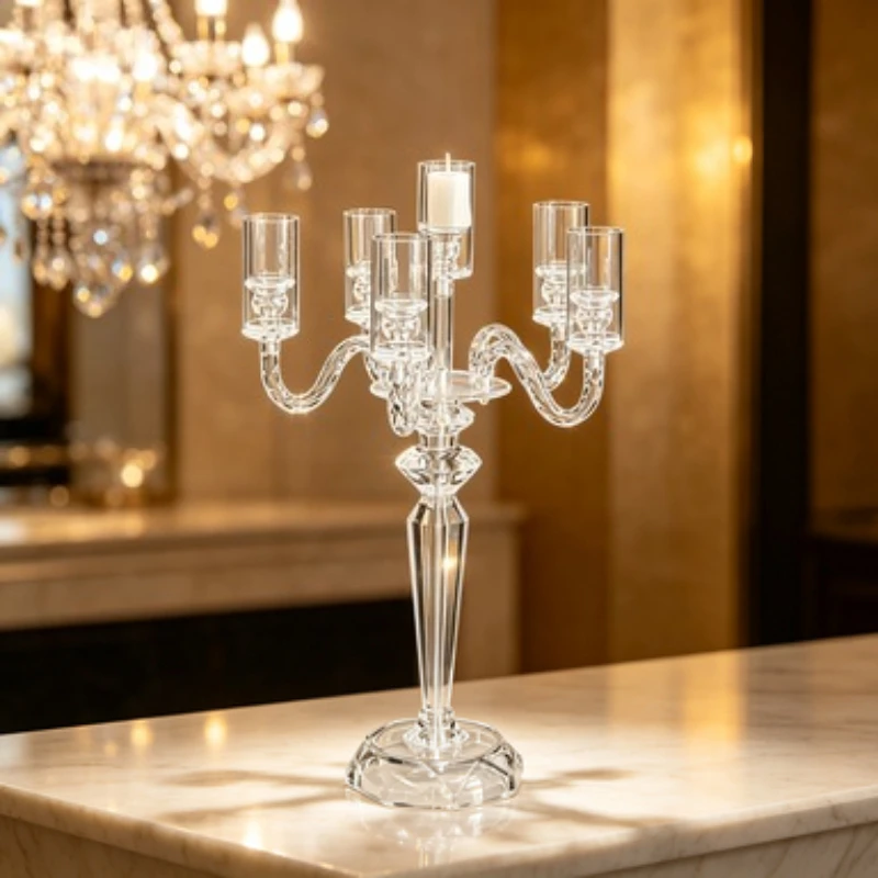Simple Candle Holders Party Table Six Candles Lucency Candle Holders Wedding Celebration Candelabrum Aesthetic Home Decoration