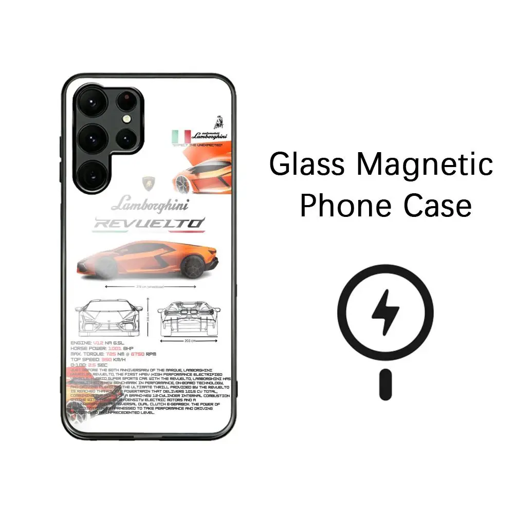 SpA bull Sports L-LamborS-ghiniS Phone Case For Samsung S26 S25 S24 S23 S22 S21 S20 Plus Ultra Note20 Glass Magnetic Case