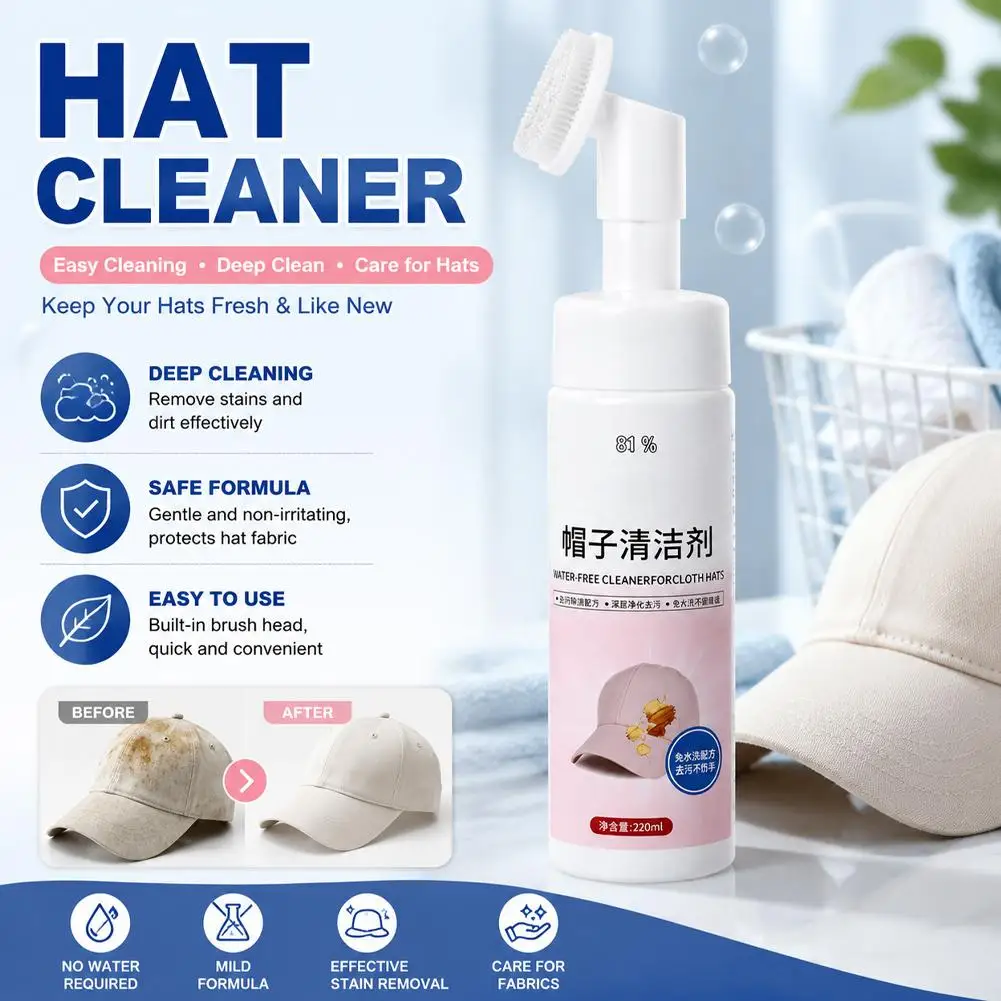 removedor-de-manchas-e-suor-para-chapeus-limpador-a-seco-em-espuma-sem-Agua-200ml-com-escova-para-bones-chapeus-de-balde-e-forros-de-capacete