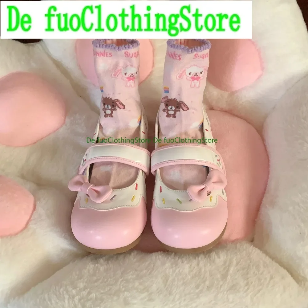 รองเท้าส้นเตี้ยน่ารักสไตล์หวานสำหรับสาวๆ ยี่ห้อ DefuoClothing รองเท้าส้นสูงแบบแมรี่เจนหัวมนสำหรับฤดูร้อน สไตล์ลำลองสำหรับผู้หญิง ส้นหนา