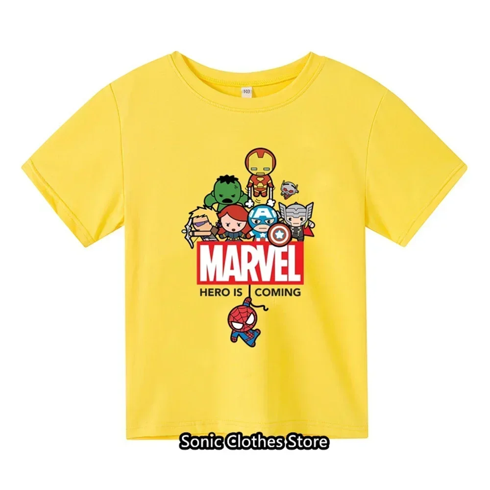 Spider Man Cartoon Boys and Girls 3-14 Year Old Children\'s Printed T-shirt Children\'s Summer Short sleeved Casual T-shirt Top