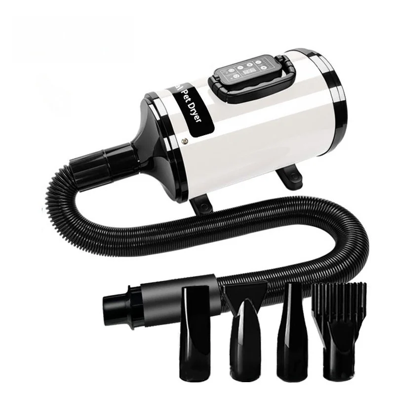 Professional Smart Pet Hair Dryer Blower Adjustable Speed Temperature Fast Drying Dog Cat Grooming Dryer With Multiple Nozzles