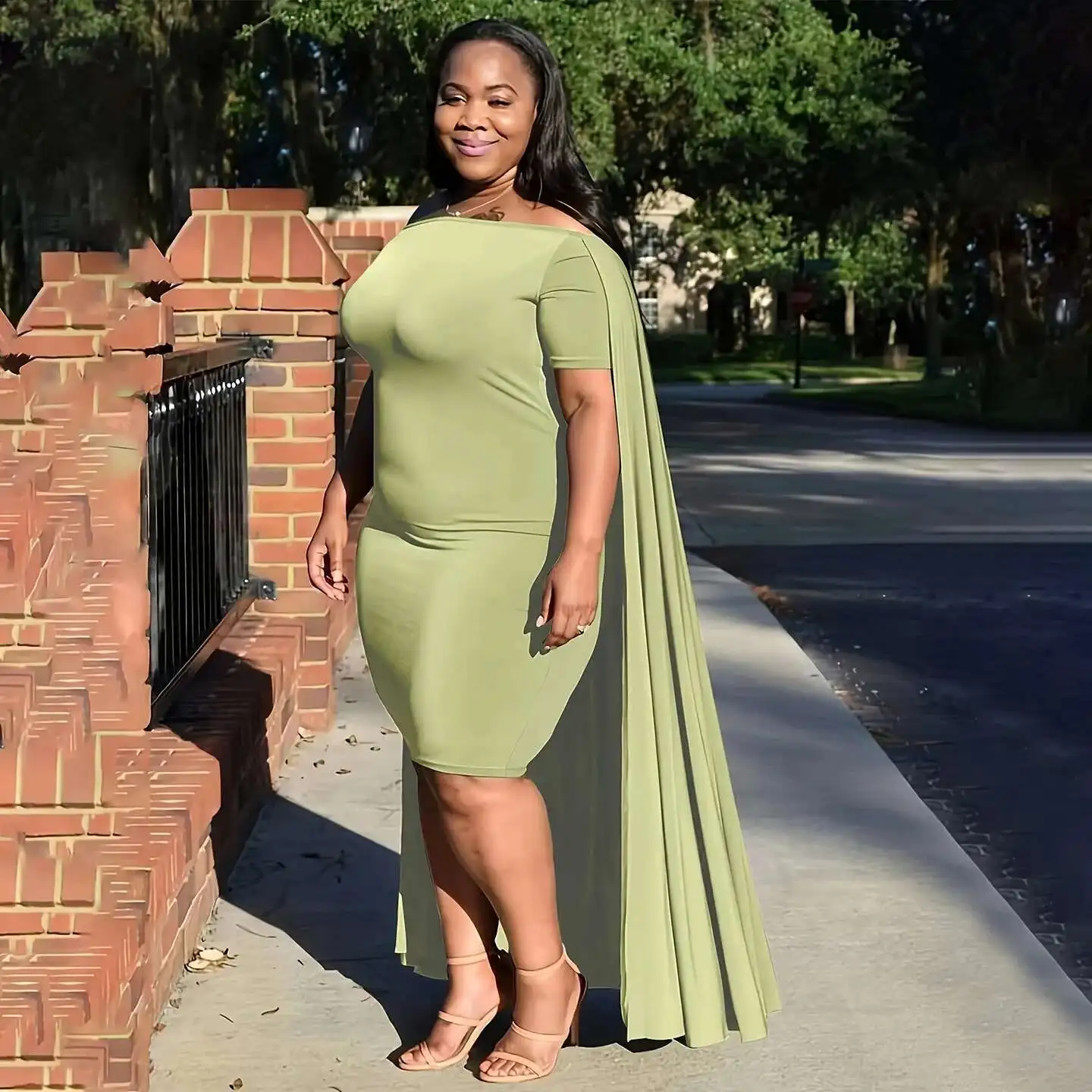 

2311 Women's Fashion Solid Color Cape Patchwork Off-shoulder Slim Fit Dress Casual 2025 Party Summer Elegantes Casual Y2k