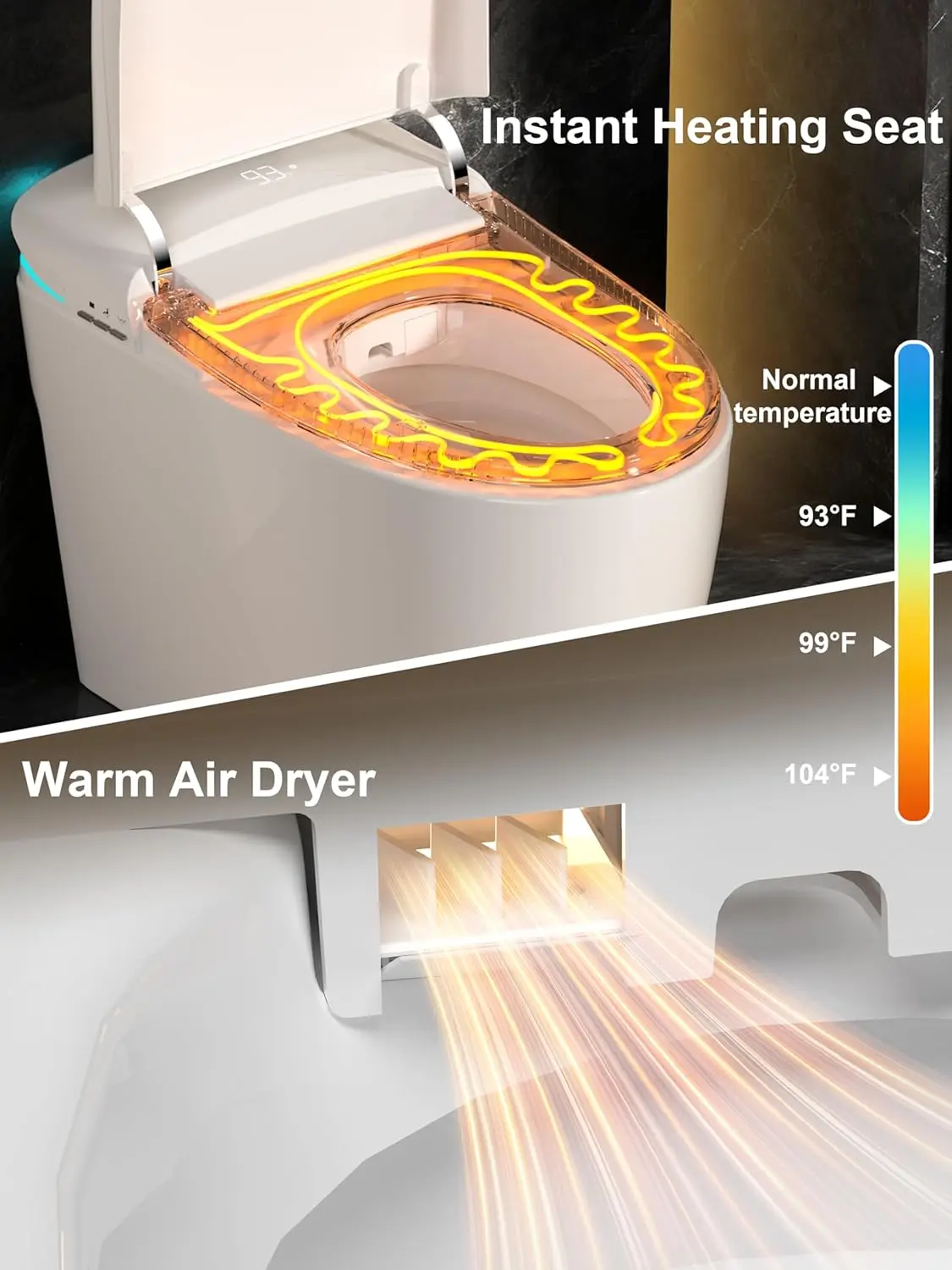 

Умный унитаз со встроенным биде, автоматическим открыванием и закрыванием, голосовым управлением, моноблочный, сифонный, настраиваемый