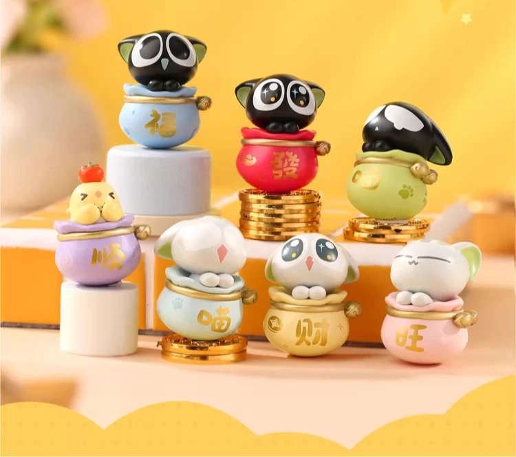 

The Legend of Hei Luo Xiaohei Lucky Bag Series Cute Beads Shaky Toy Figure Desktop Ornament Mini Collectible Wobble