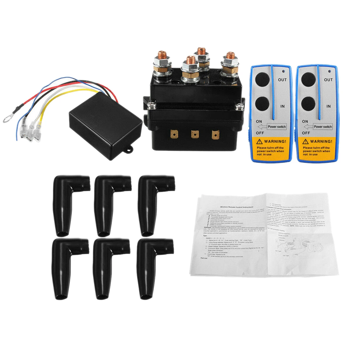 12V 500A Winch Solenoid Relay Contactor+ Wireless Winch Remote Control Kit for Truck ATV 5500-12000Lbs Winch (500A)