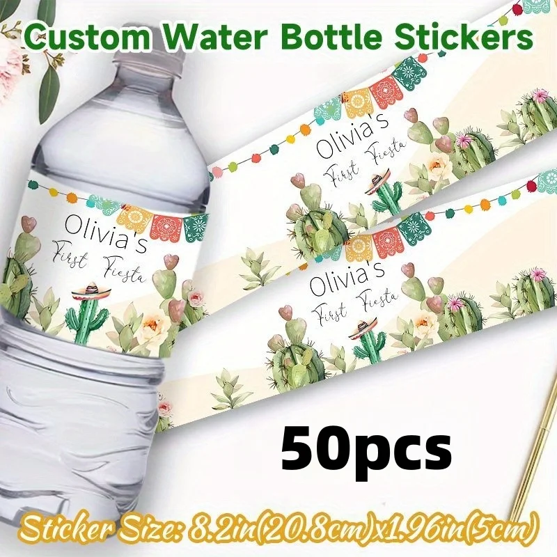 

Custom Photo Water Bottle Stickers50/100pcs Happy Birthday Personalized Labels Party Decor Bottle Stickers