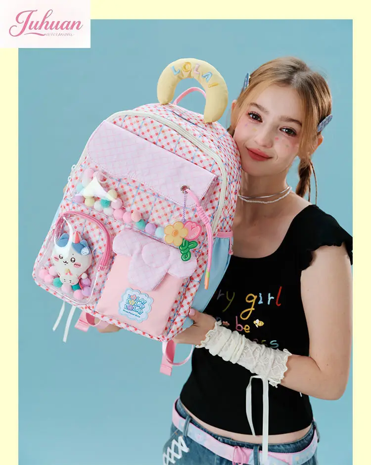 Japanese Original College Style Plaid Sweet Schoolbag Girl College Student Ltabag Large Capacity Backpack Computer Bag for Women