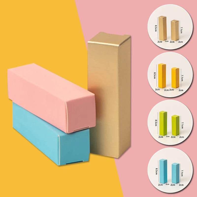 20Pcs Colorful Kraft Paper Lipstick Lip Balm Wrapping Box Blank Cardboard Cosmetic Packing Case Small Bottle Gift Package Boxes