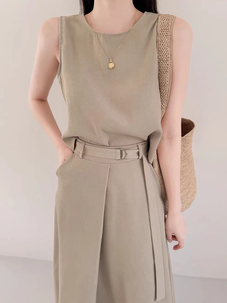 

Ele Summer Vintage Bal Design Vest Top High Waist Maxi Skirt Set Faionable Split Ba Vest Top And Skirt Ensemble