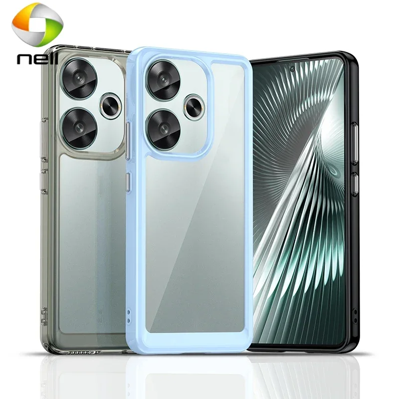 

Прозрачный чехол для Poco F6 для Xiaomi Poco F6 Fundas Cover Coque Жесткий полупрозрачный мягкий защитный чехол из ТПУ с рамкой для телефона Poco F6 ca