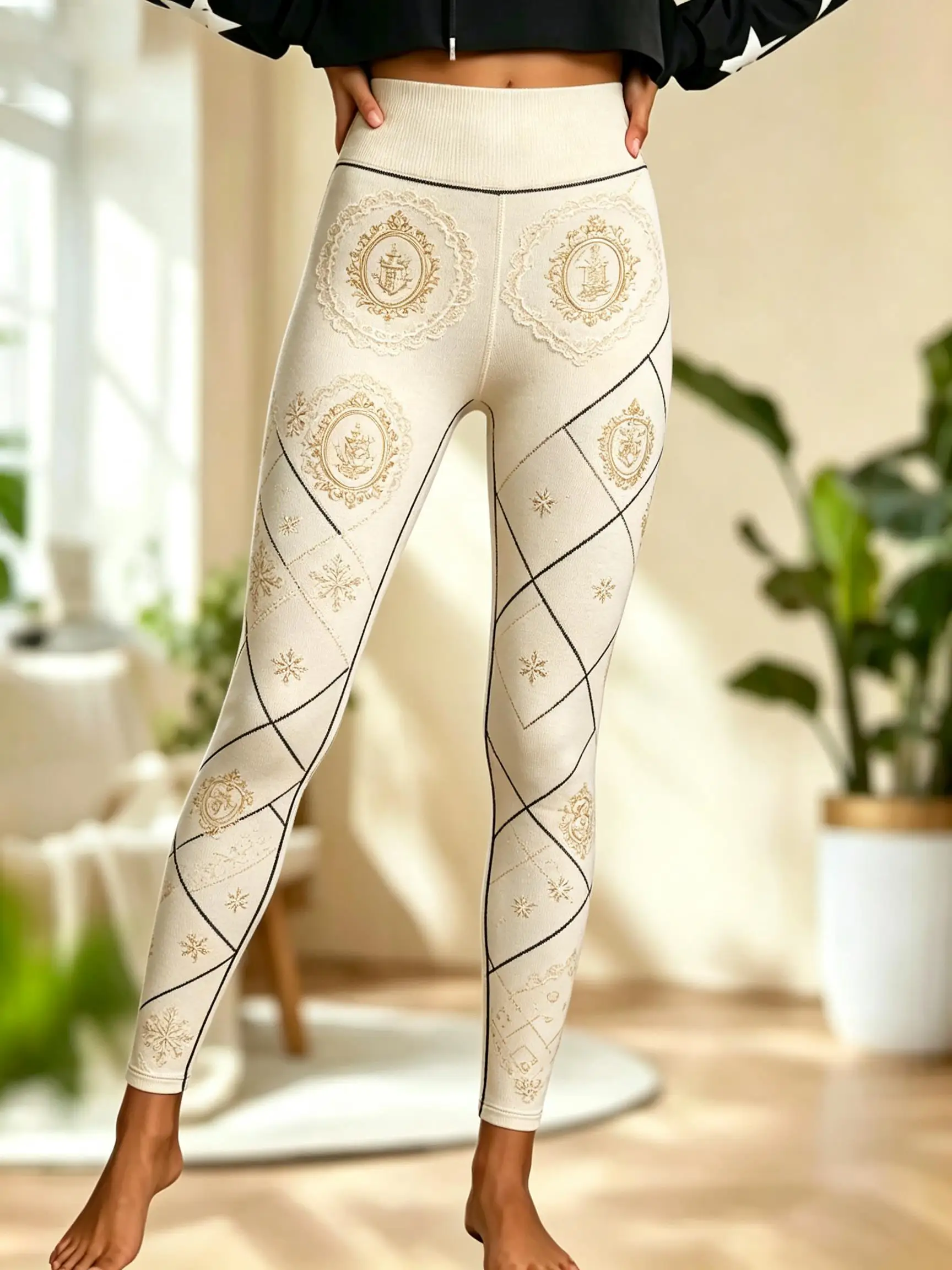 Women Fleece‑Lined Mid‑Rise Leggings Christmas Plaid Holly Berry Leaf Snowflake Star Print Slim Warm Pants