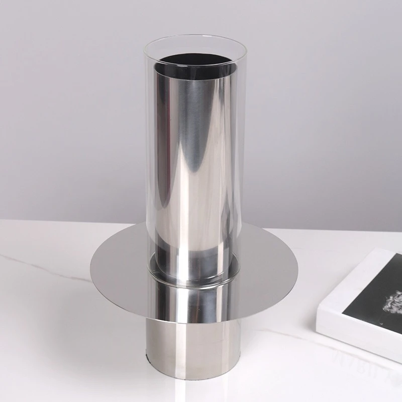 

Скандинавский свет, роскошный серебряный металлический стеклянный геометрический штабелер, модель домашнего декора, украшение для входа в комнате, ваза