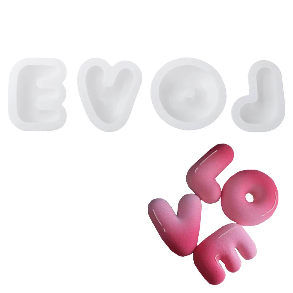 Valentine's Day love Split letter Silicone Mold Valentine's Day love Mousse Cake Mold Chocolate Dessert Baking Mold