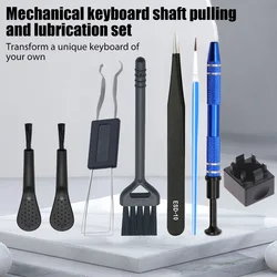 7PC Mechanical Keyboard Keycap Switch Tool Kits Metal Puller Remover Switch Stem Holder Lube Brush Lubrication Pen Switch Opener