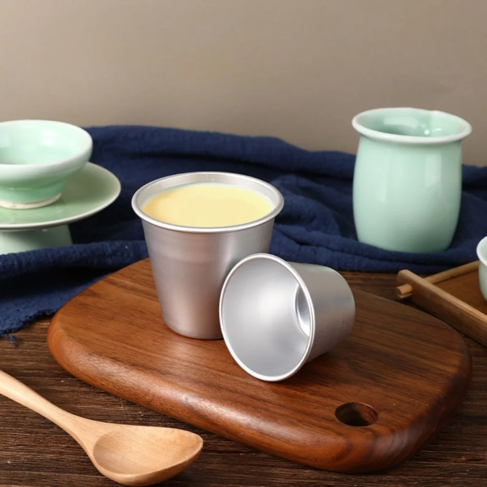 Pastry Baking Cup Made of Aluminum Alloy for Pudding Custard Jelly - 8x8x7.3cm Anodized Finish Rolled Edge Comfort