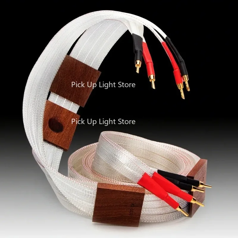 

Pair Speaker Cable 8N OCC horn cable Silver Plated speaker wire PTFE shielding Y spade and Banana Z plugs for Amplifier