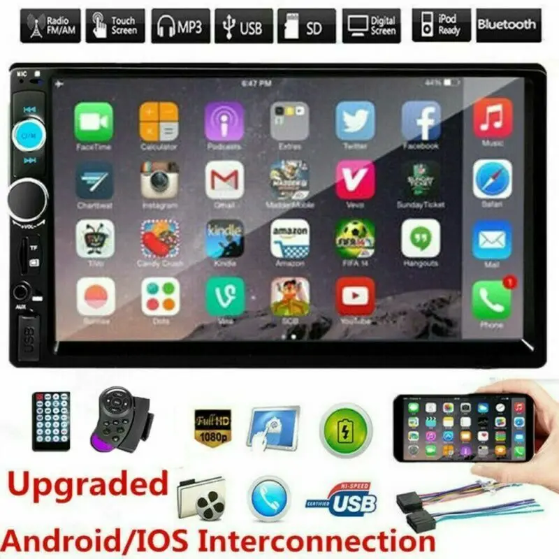 

7" Double 2 DIN Car Radio Stereo Bluetooth FM USB TF AUX IOS/Android MP5 Player