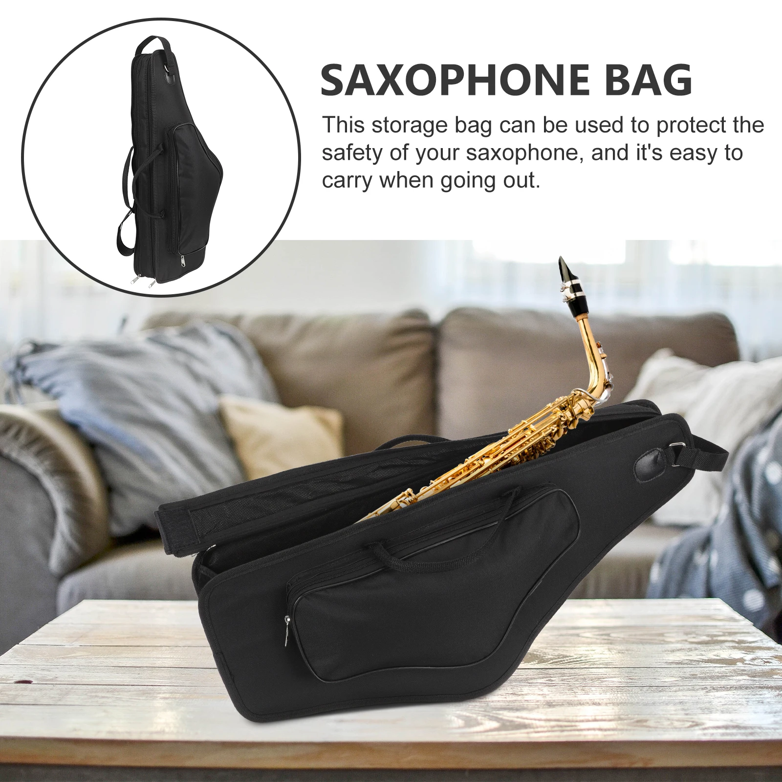 

Alto Saxophone Case Black Travel Music Universal Portable Sax Bag with Handle Shockproof Storage Bag for Sax Accessories