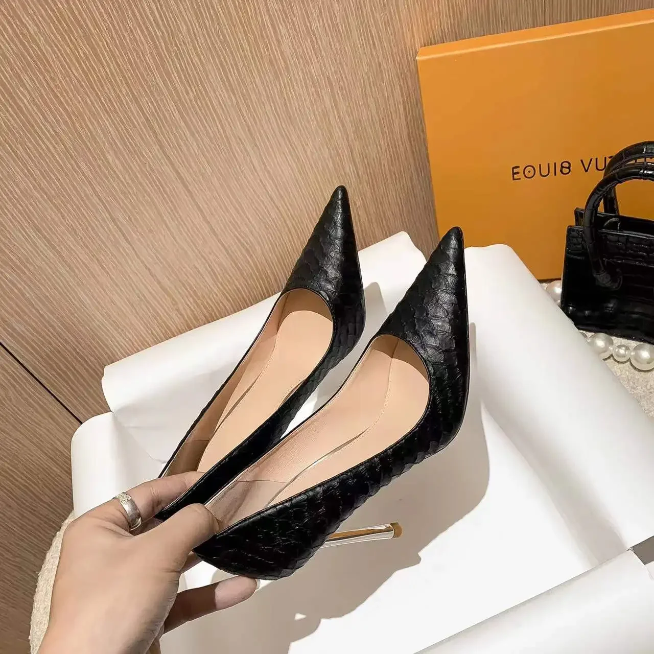 New White Super High Stiletto Heels Pumps Women Office Pointed Toe Thin Heel Party Shoes Woman High Heel Work Dress Shoes view 5