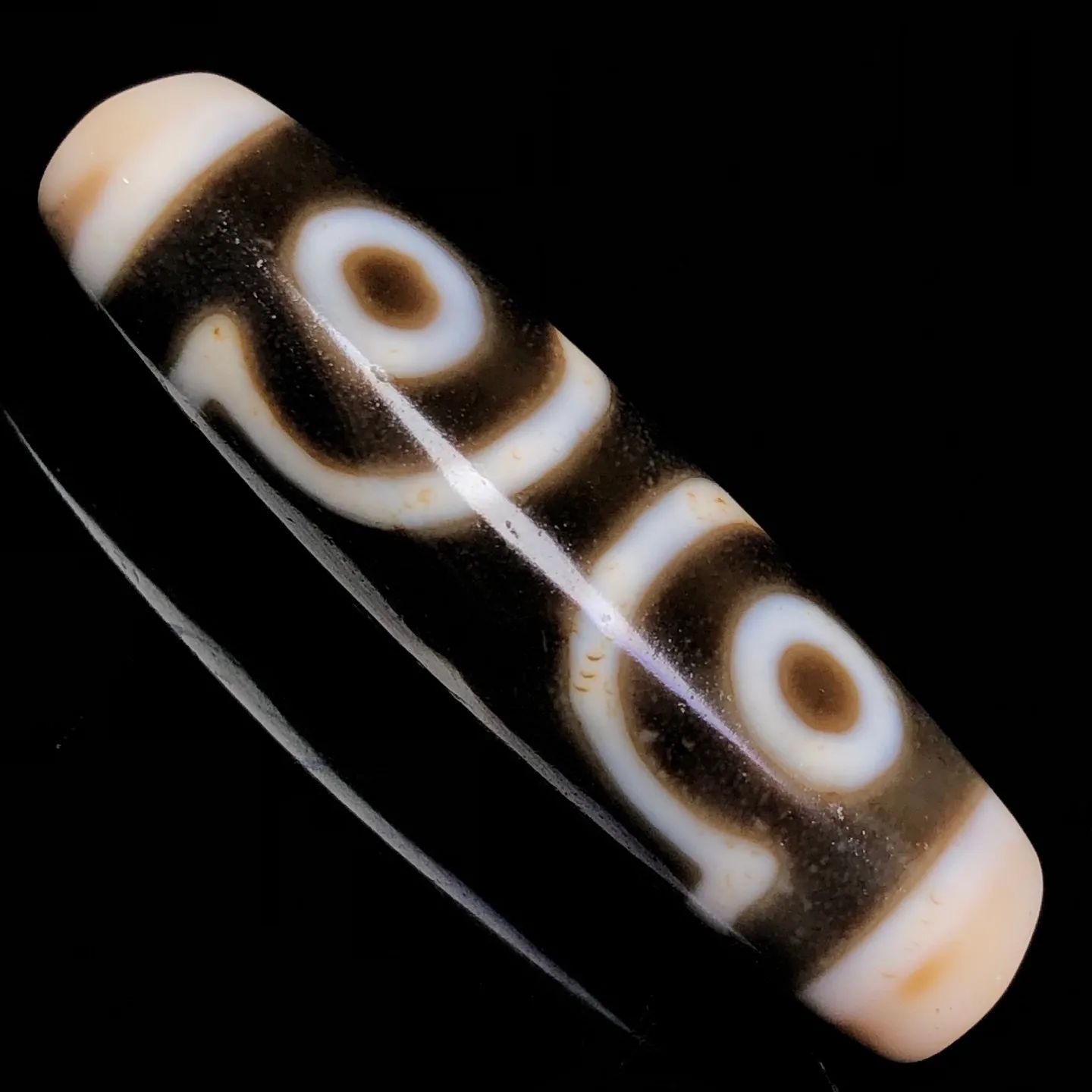 Rare Tibetan Buddhism Agate 3 Eyes Totem Dzi Bead Amulet Necklace Pendant G3765