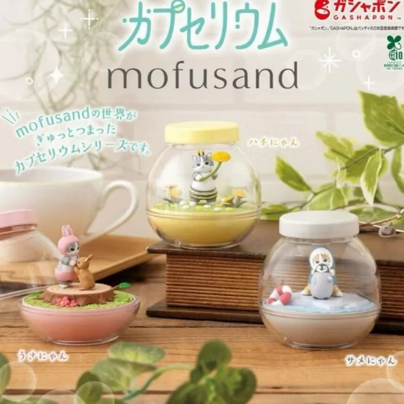 Genuino Bandai Mofusand Bottiglia Scena Ornamenti Gashapon Capsule Action Anime Figure Modello da collezione Doll Toys Regalo di Natale