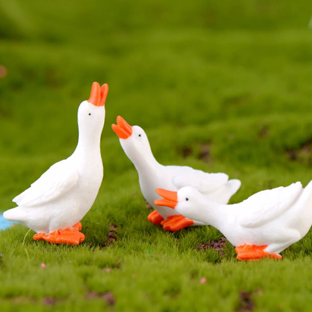 

Cute Resin Goose Miniatures Figurine, Home Decoration, Kawaii Animal, Decorative Crafts Accessories, Desk, Garden Decor, Kids Pl