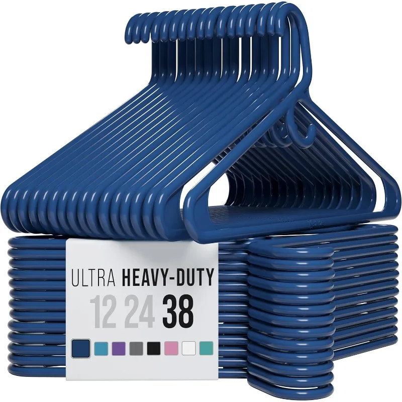 

Ultra Heavy Duty Plastic Clothes Hangers - Navy - Durable Coat, Suit and Clothes Hanger. Perchas De Ropa (38 Pack - Navy)