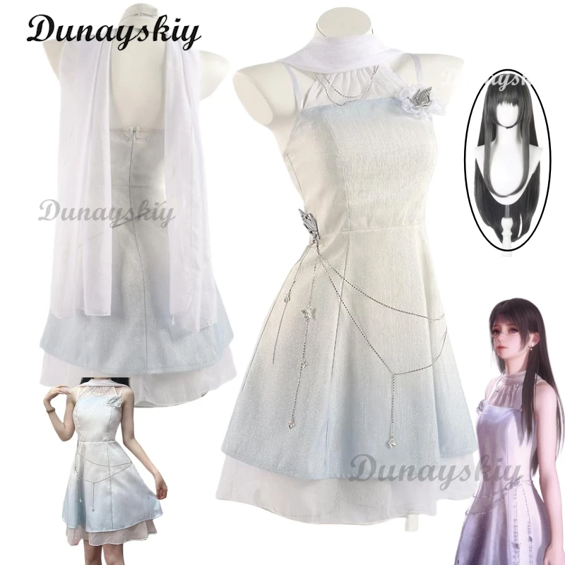 

Game Love and Deepspace Cosplay Costume Wig Role Playing White Cute Dress for Women Comic Con Party Clothes Halloween Suit