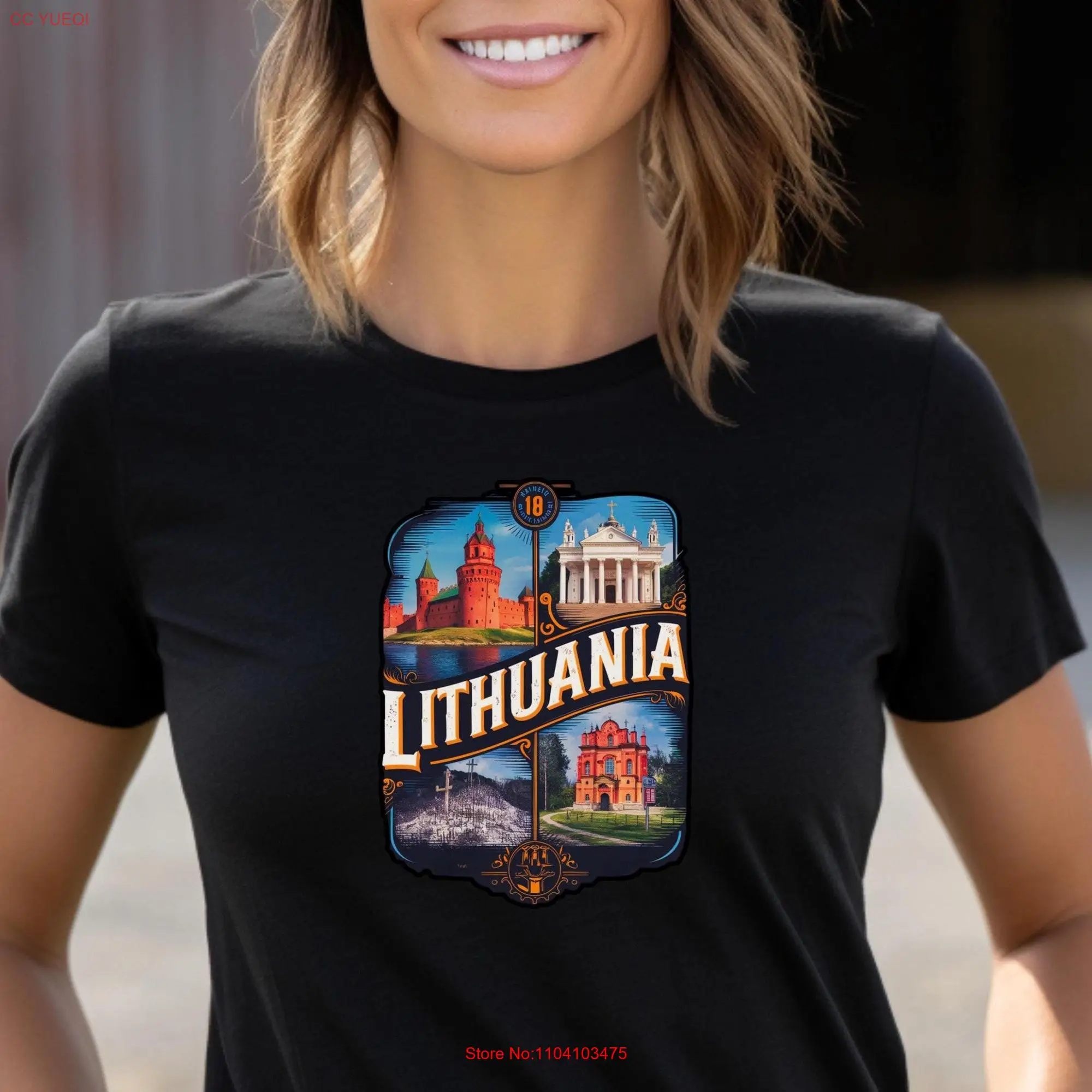 Lithuania T Shirt Capital Vilnius Baltic Country Big heart tee Hill of Crosses Old Town Neris River Vintage Design