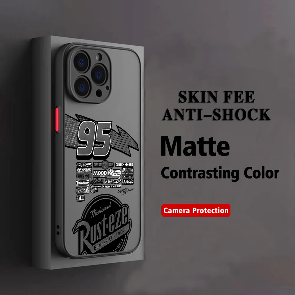Handyhülle für iPhone 17e 17 16e 16 15 14 13 12 11 Mini Pro Air Max XSMax Plus Matt Transparente Hülle Cartoon Lightnings M-McQueens