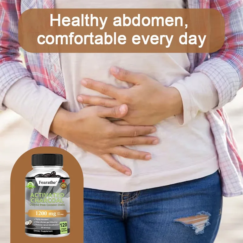 Activated Charcoal Capsules - Highly Absorbent Helps Relieve Gas & Bloating Promotes Natural Detoxification - Coconut Shell