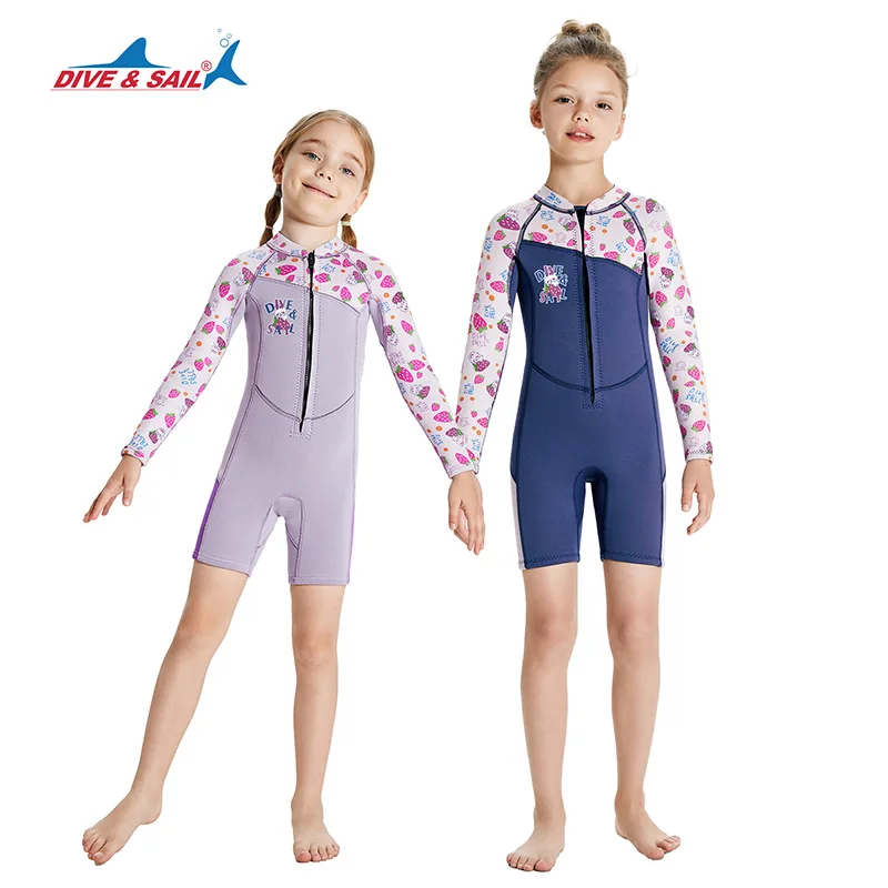 

Children's Warm Diving Suit2.5mmOne-Piece Long Sleeves Diving Suit Cold-Proof Swimming Snorkeling Surfing Wetsuit