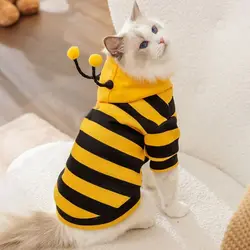 Cute Cute Dog Bee Hoodie Soft Comfortable Pet Halloween Hoodies Thin Velvet Pet Bee Transformation Suit for Dogs Cats