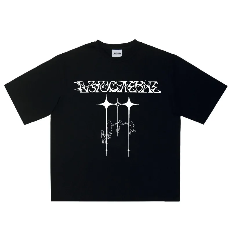 Oversized Streetwear Men Clothing Growing Up Graphic Print Harajuku Short Sleeve Tops Tees Hip Hop Korean Goth Tshirt Summer Y2k