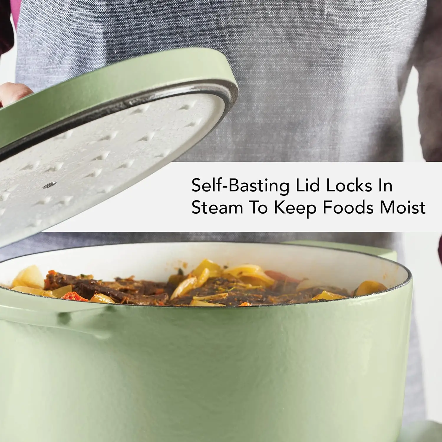 เตาอบ/หม้อตุ๋นดัตช์เหล็กหล่อเคลือบฟัน 6 ควอร์ต พิสตาชิโอ