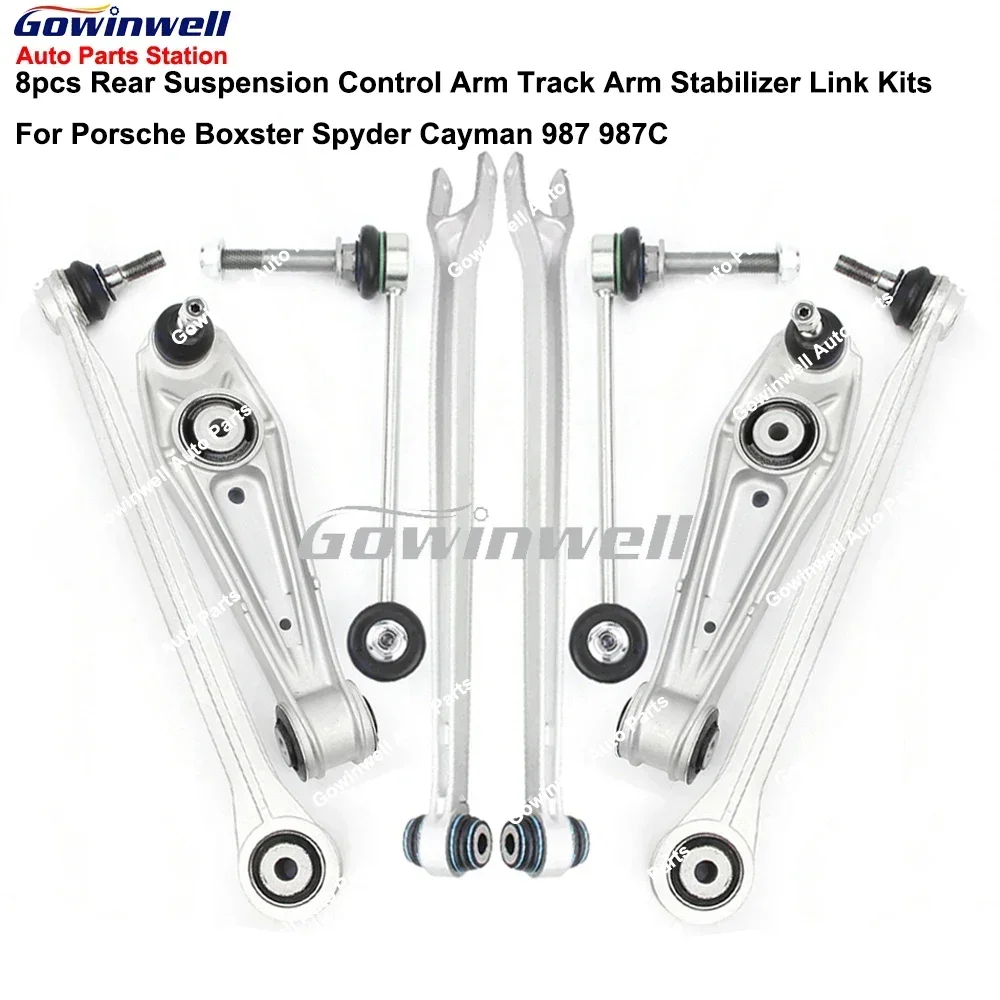 

For Porsche BOXSTER Spyder CAYMAN 987 8pcs Rear Control Arm Track Arm Stabilizer Link Kits 98133104303 98133105300 98133104501