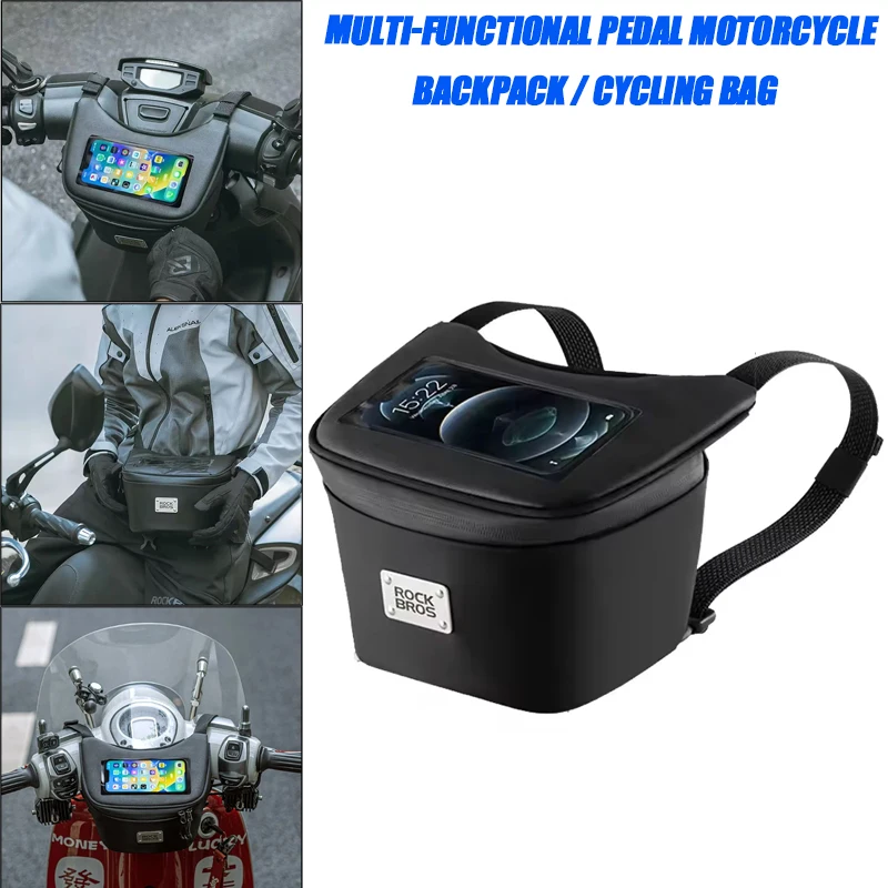 Electric motorcycle scooter Handlebar Tool Bag Front Dashboard Bag Visual Touch Screen Phone Bag Commuting Bag Waist bag