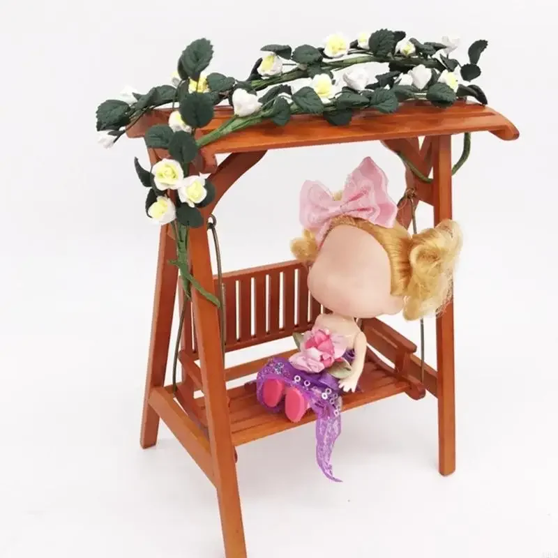 1/12 스케일 인형 집 정원 장식을위한 소형 장미 포도 나무 철 와이어 줄기 장면 디스플레이 15ub와 현실적인 수지 꽃