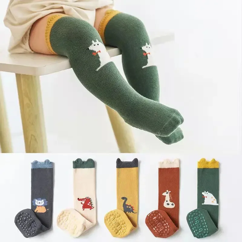 Baby Boys Girls Toddlers Over the Knee High Cotton Long Socks Anti-Skid Non Slip Cute Cartoon Kids Children Tights Stocking