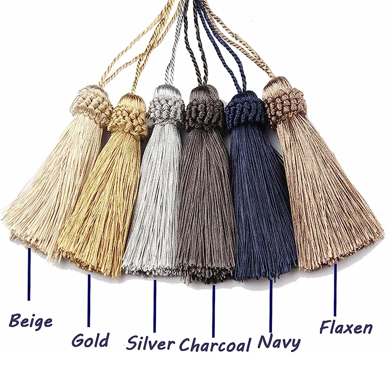 4Pcs Decorative Curtains Doors Tassles Bookmark Small Tassel for Crafts Keychains Trim Silk Tassels Keychain Golden Fringe Brush