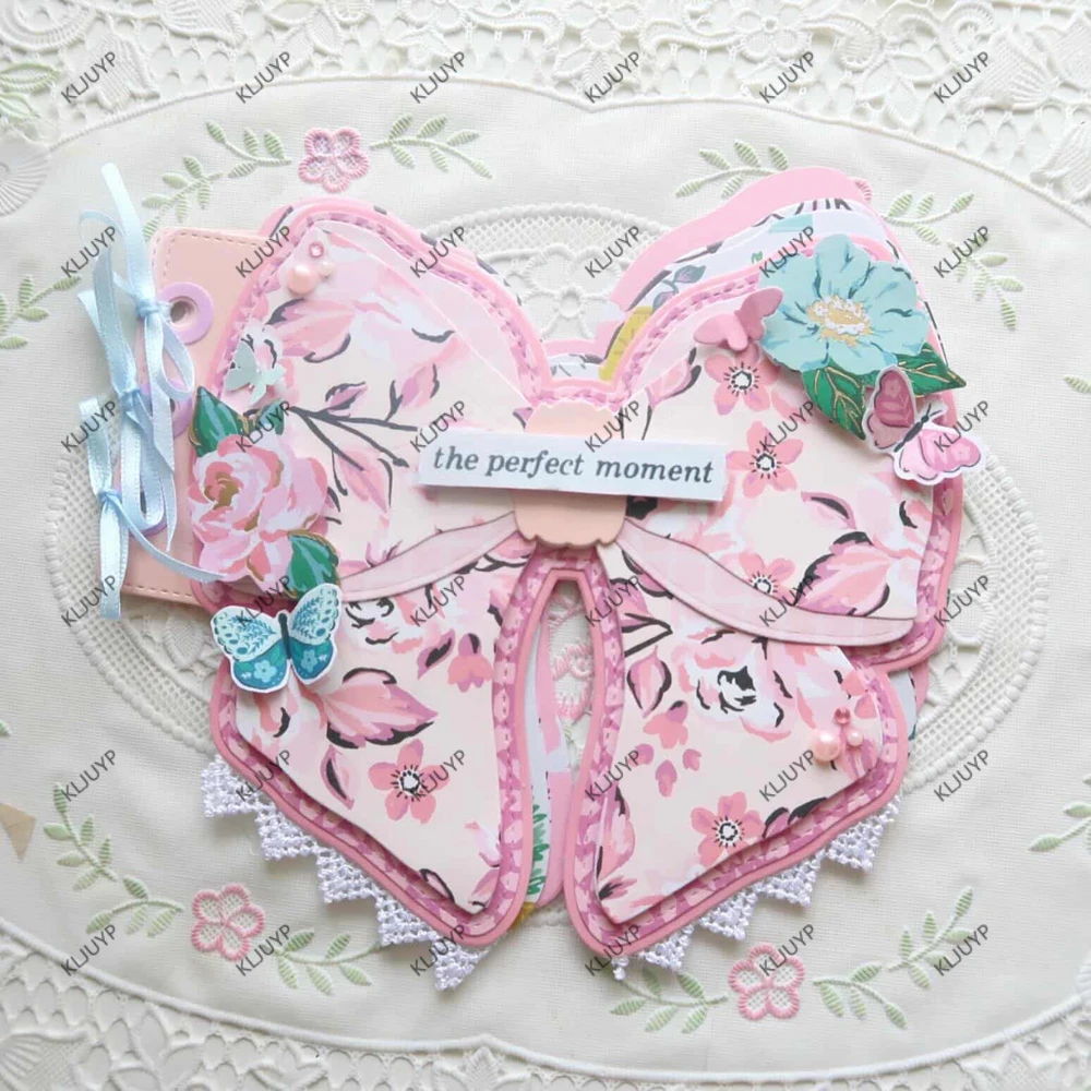 KLJUYP Large Bow Mini Album Metal Cutting Dies Stencils for DIY Scrapbooking/album Decorative Embossing DIY Paper Cards