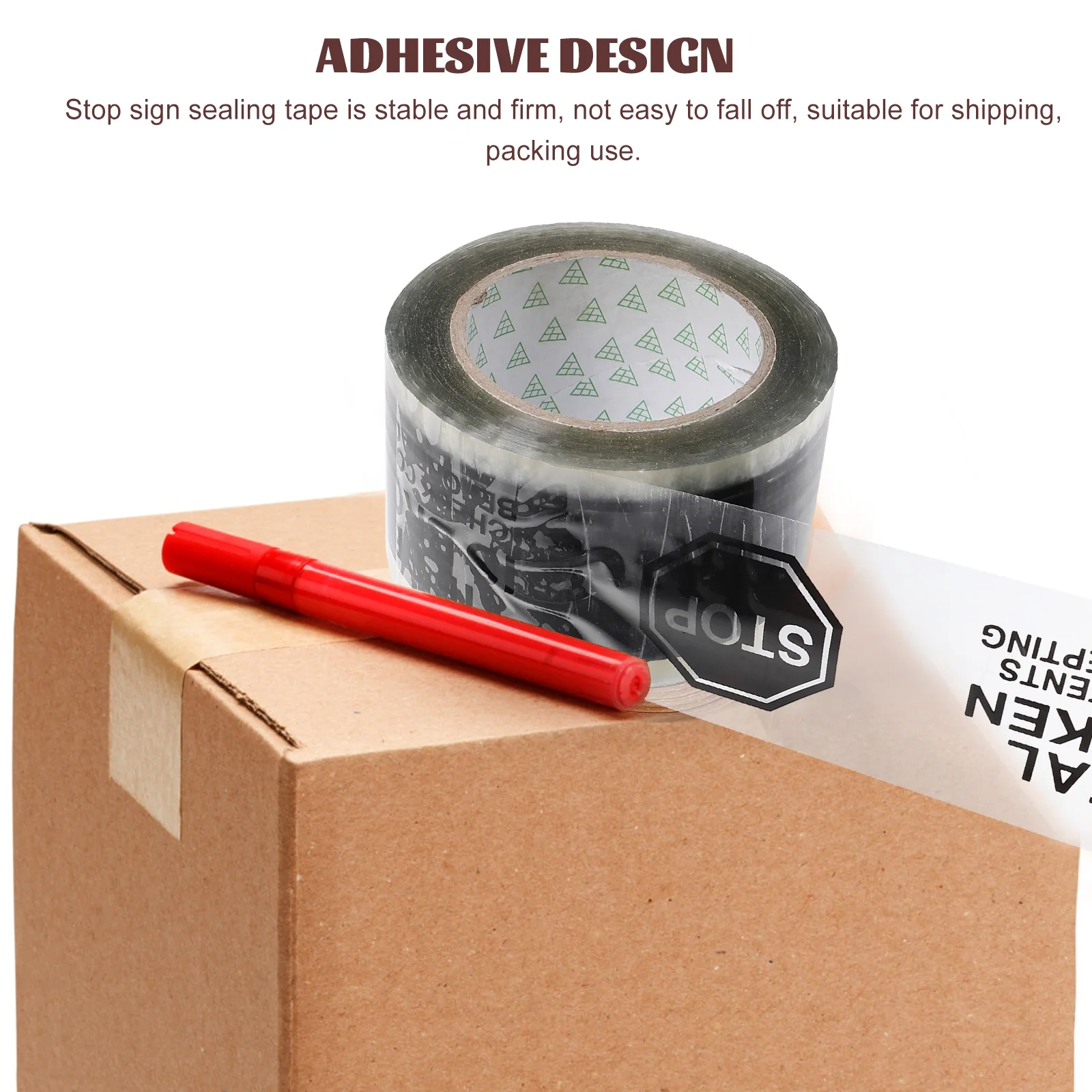

Sealing Tape 7cmx100m STOP Sign Black on Clear Heavy Duty Adhesive Packing Shipping Supplies Security Carton Box Packaging