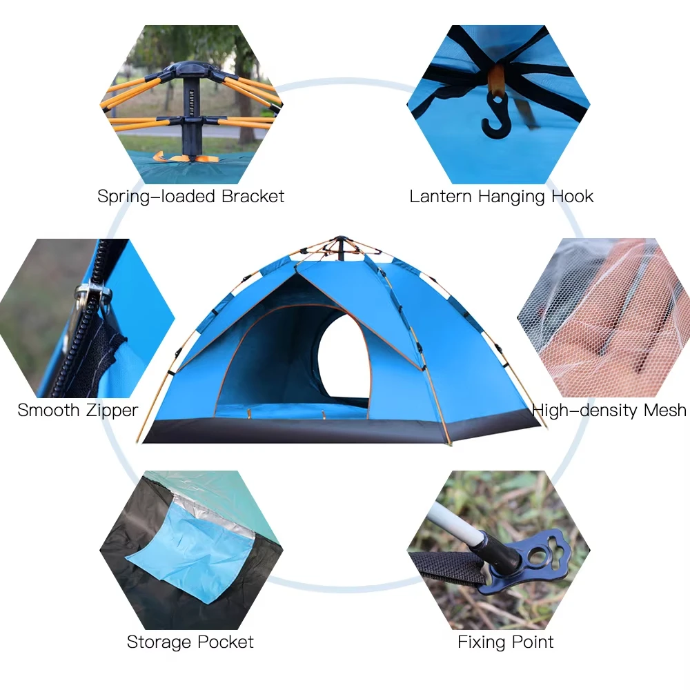 New Camping Automatic Tents Family Outdoor Tourist Tent 4 Seasons Waterproof 1-4 People Travel Tent Sun Beach Protection