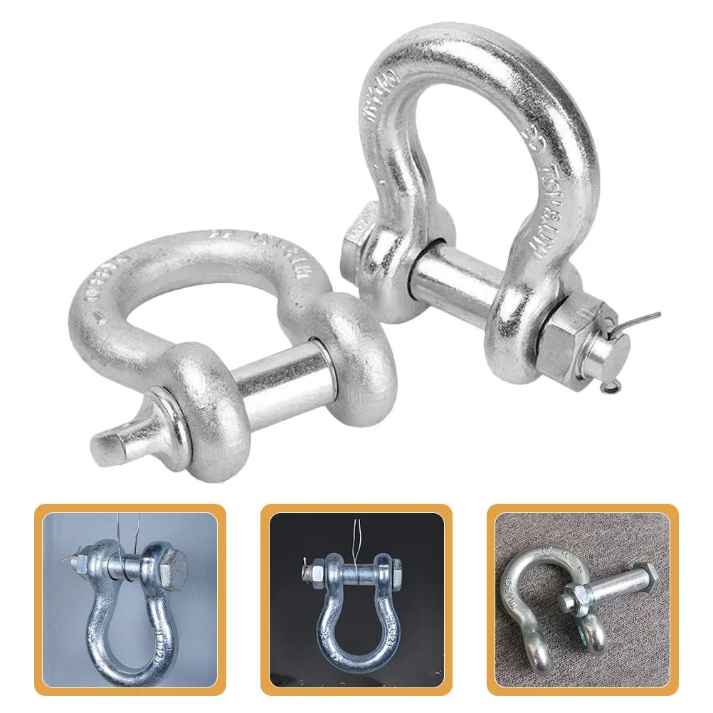 2 Pcs D Rings Shackles American U-shaped Buckle Heavy Duty Rigging Tow Hooks for Trucks Towing Products