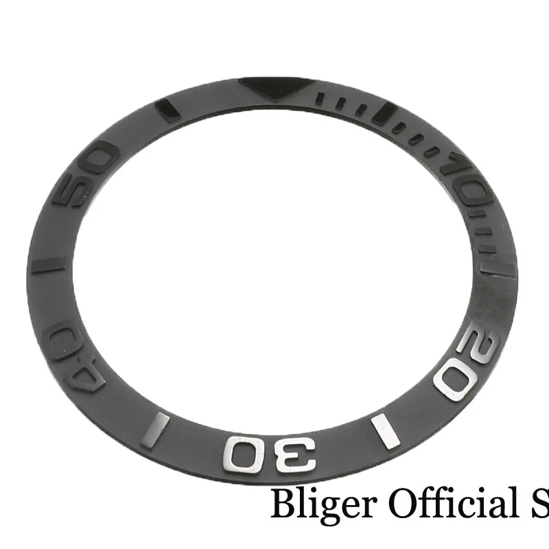 Neuer Slope Schwarz Grau 38 mm * 30,6 mm Hochwertiger Keramik-/Legierungs-Lünetteneinsatz passend für 40 mm NH35 NH34 GMT Automatikuhr
